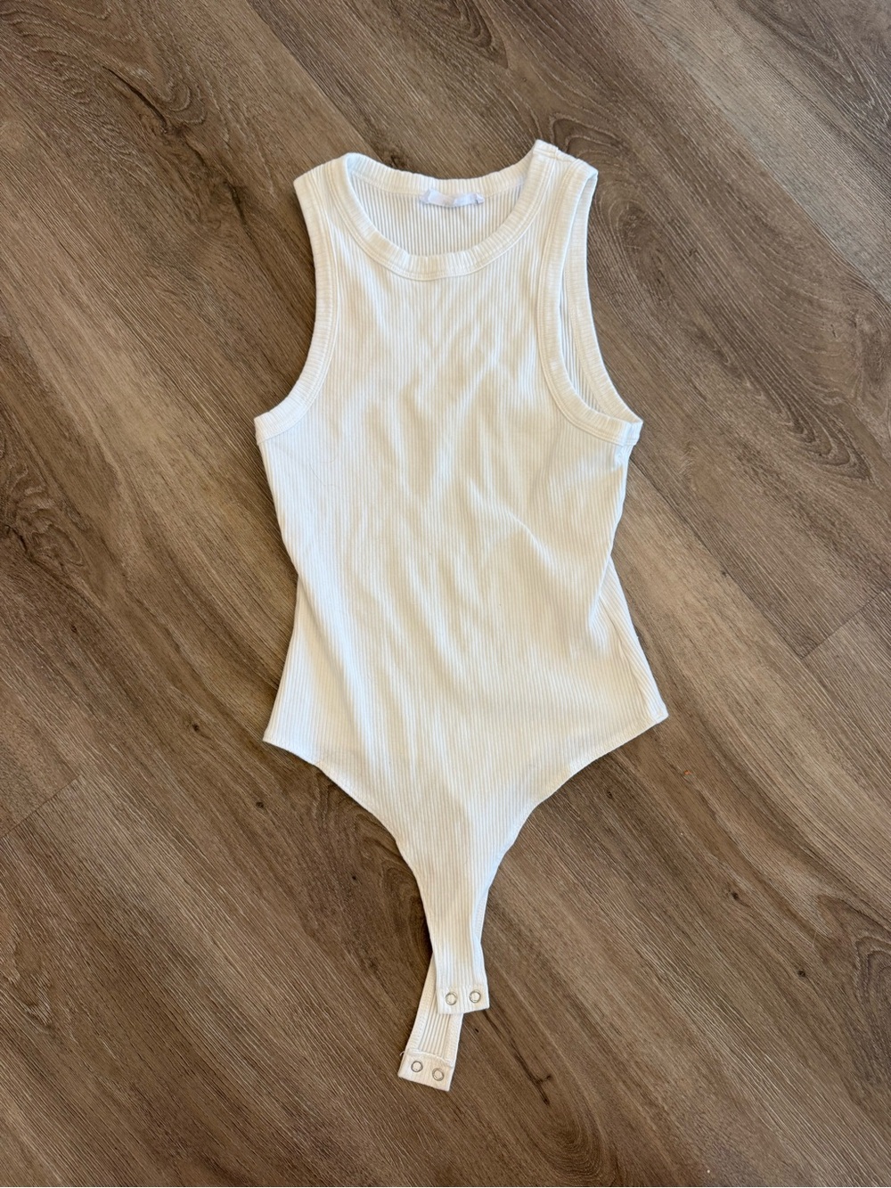 Talulah White Ribbed Tank Bodysuit - Sleeveless One-Piece